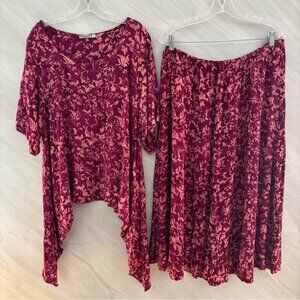 Mission Canyon One Size Pink/Burgundy Beachy Blouse w/Matching Long Skirt